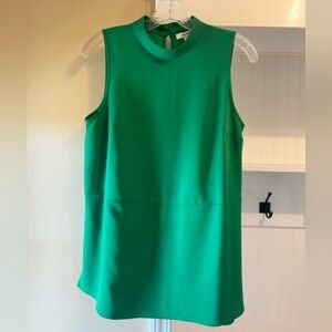 Nine West Green Sleeveless Tank Top with Mandarin Collar
